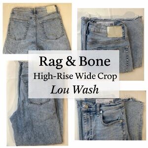 Rag & Bone High‑Rise Wide Crop Jeans – Lou Wash – Size 28